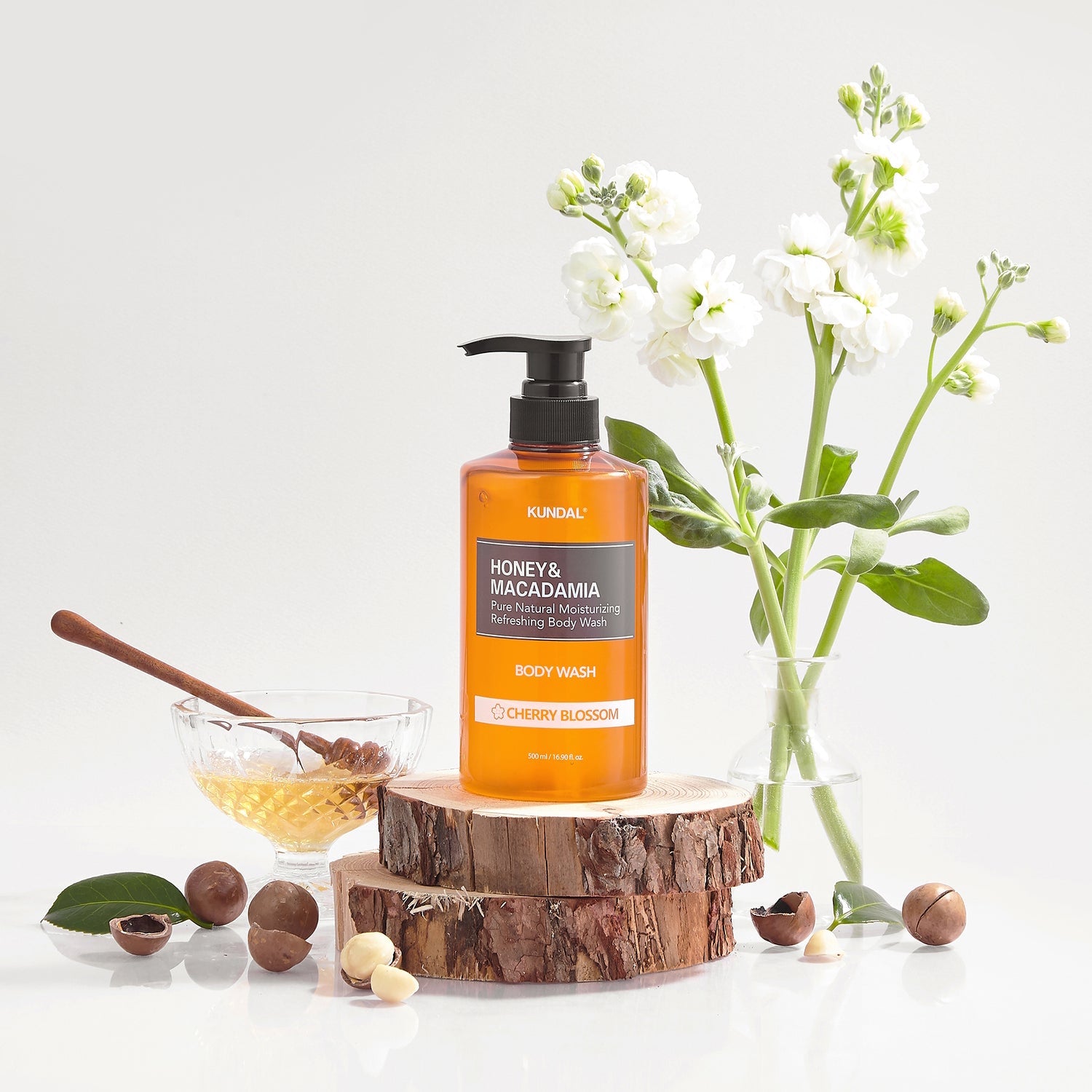Honey & macadamia pure body wash 500ml - cherry blossom